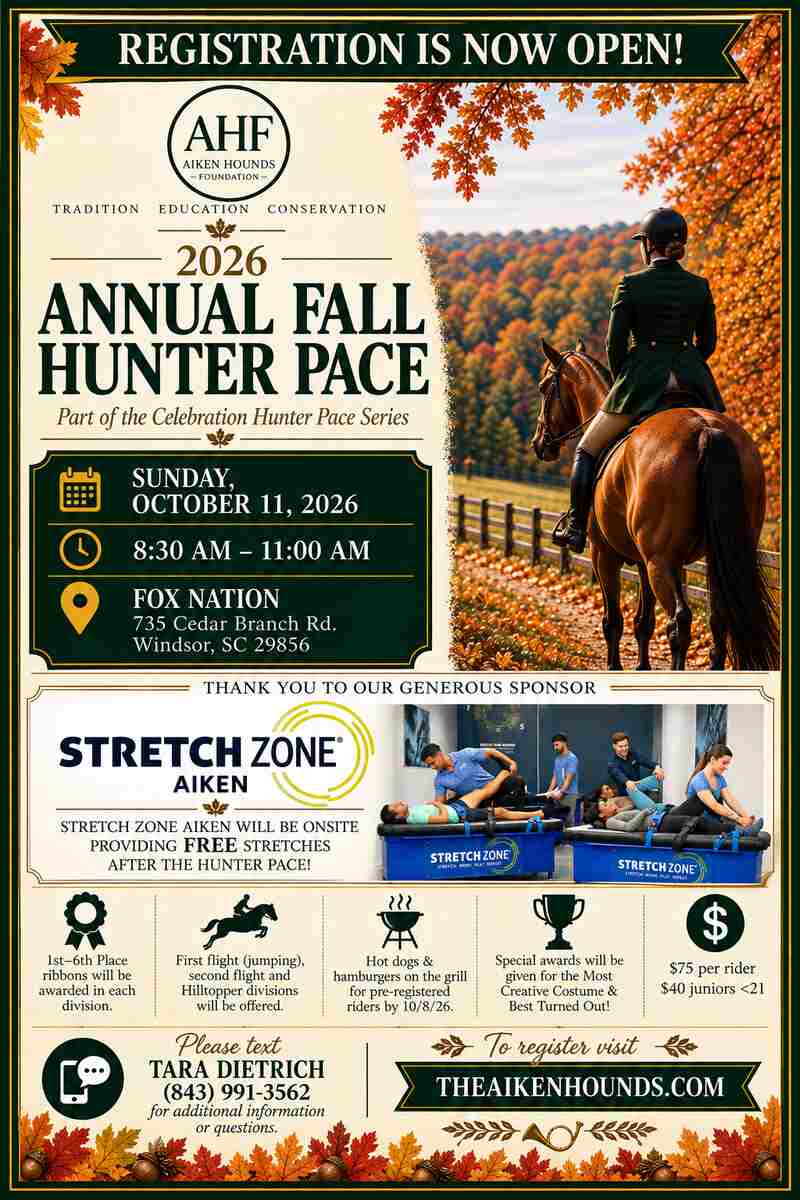 Flyer for fall hunter pace Oct 11